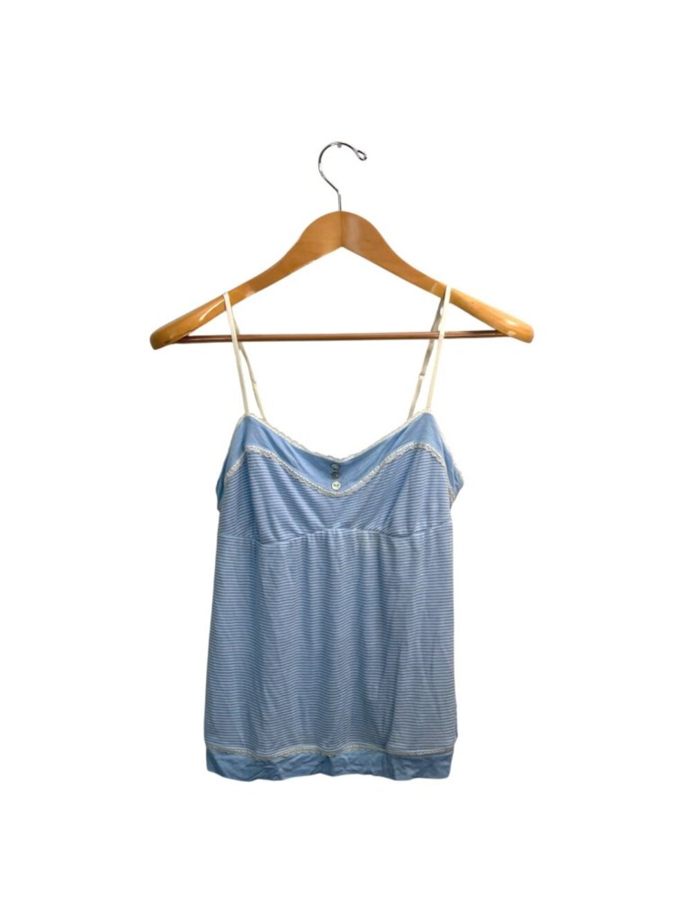 NWT Eberjey Sail Away Cami Top L Isla Stripe Collection Lace V Neck Sleep Tank